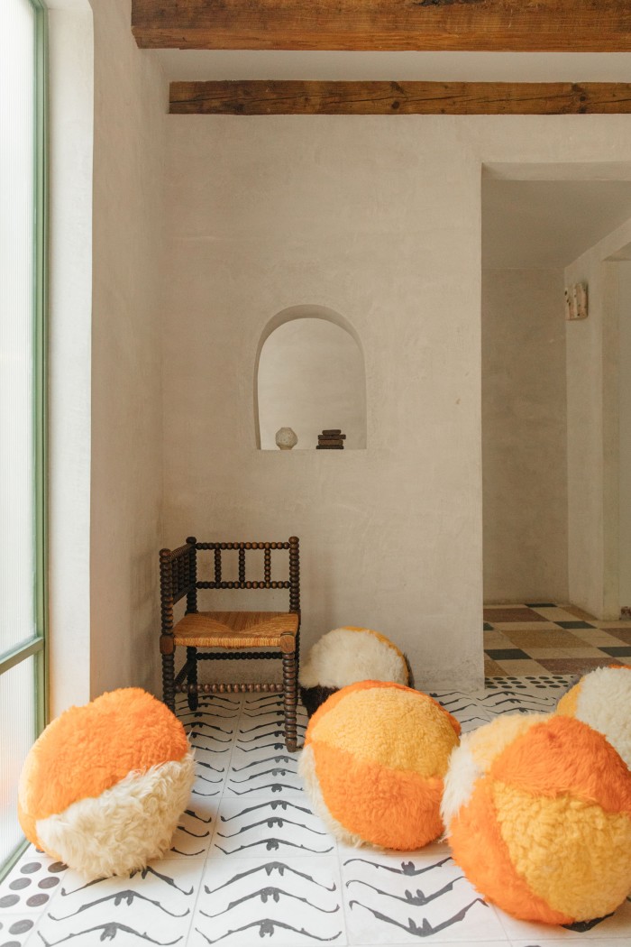 Sheepskin balls made in collaboration with Elise Durbecq