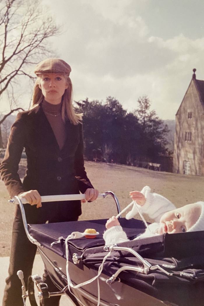 Carole Bamford in 1977, with baby Alice