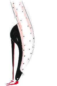 Louboutin’s sketch for his 2014 Ballerina Ultima heels
