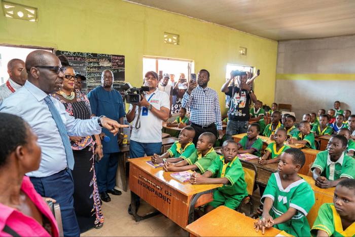 Edo State governor Godwin Obaseki on a school visit