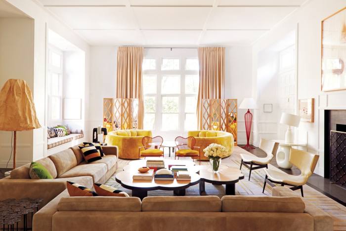 The elegantly playful living room of a Connecticut home designed by Mahdavi