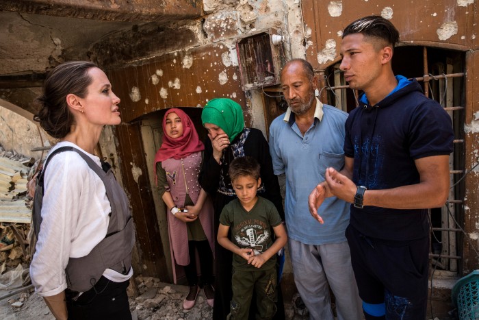 Jolie visiting West Mosul in Iraq in June 2018