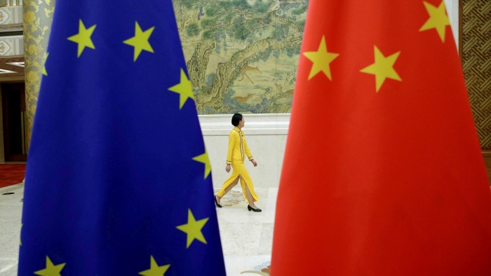 An EU and China flag
