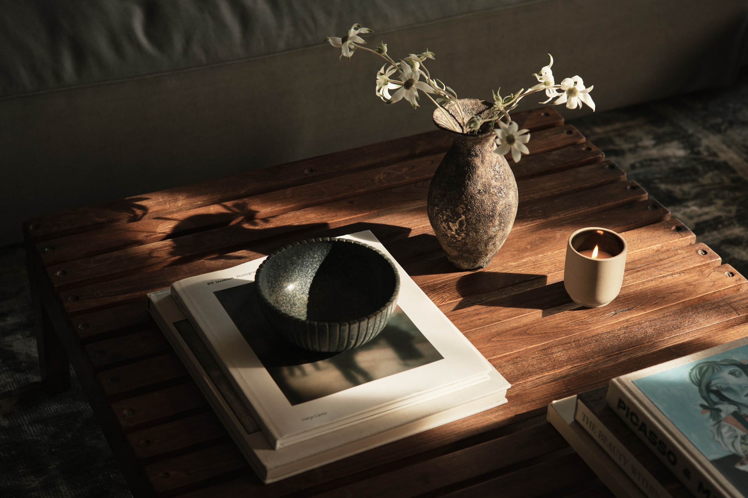 A Homecourt candle and bowl from Galerie Half in the living room