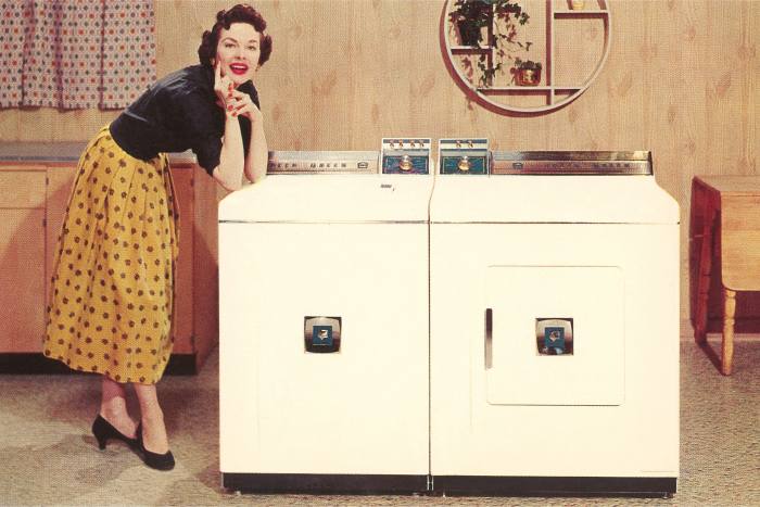 A new model freestanding washer and dryer in the 1950s