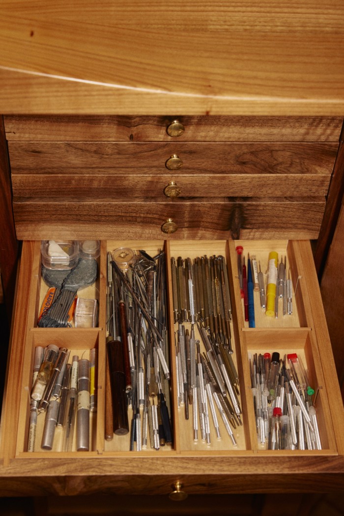 A drawer of Rexhepi’s tools