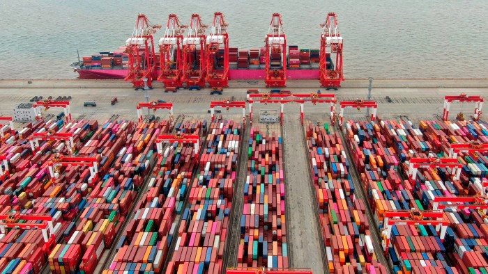 The Yangshan container port in Shanghai,
