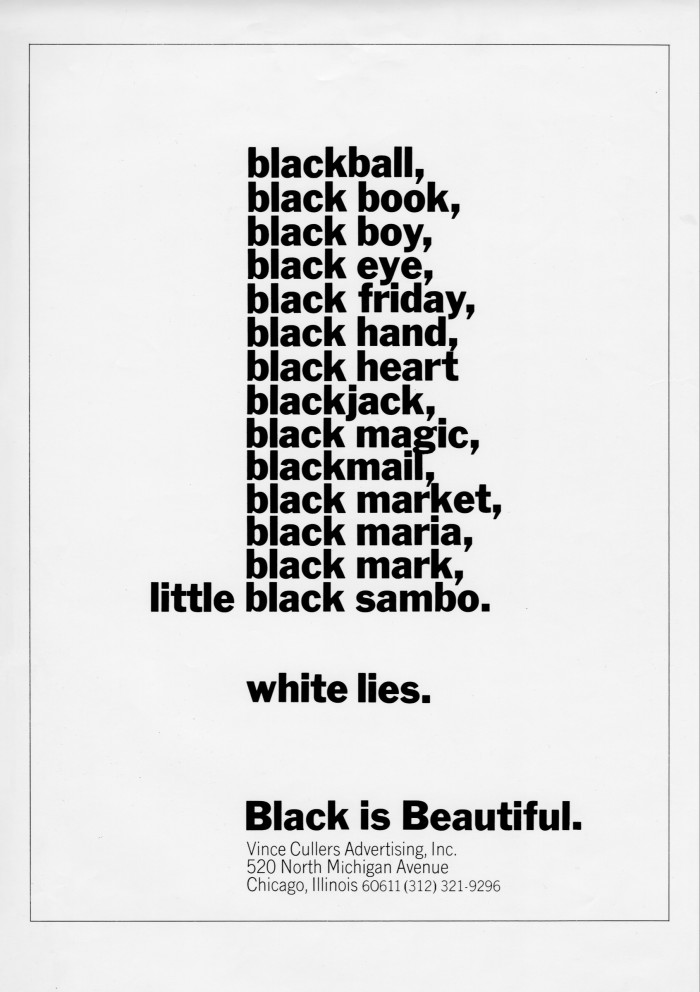 McBain’s 1968 poster for the “Black is Beautiful” campaign, made while he was creative director at Vince Cullers Group