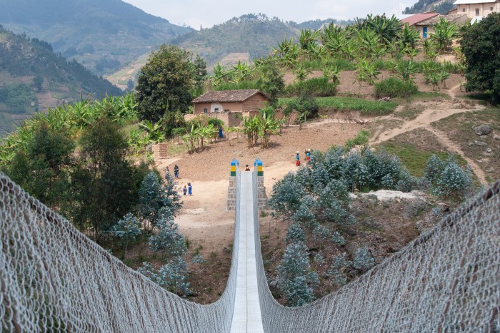 Rugeshi suspended bridge in Rwanda