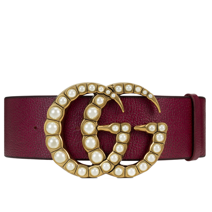 2017 Double G buckle and pearl leather belt