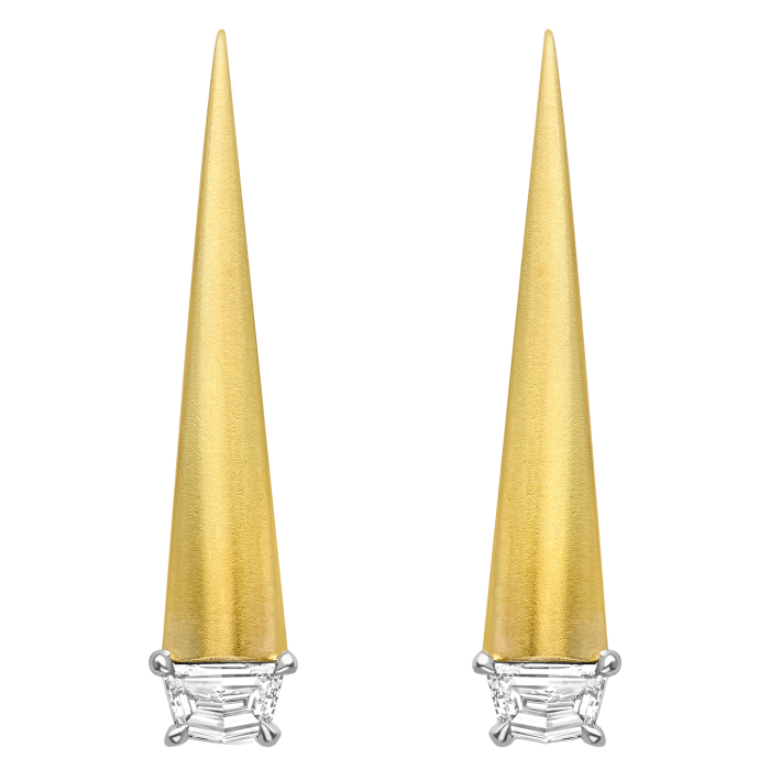 Liv Luttrell gold and diamond Spear Tip earrings, £7,100