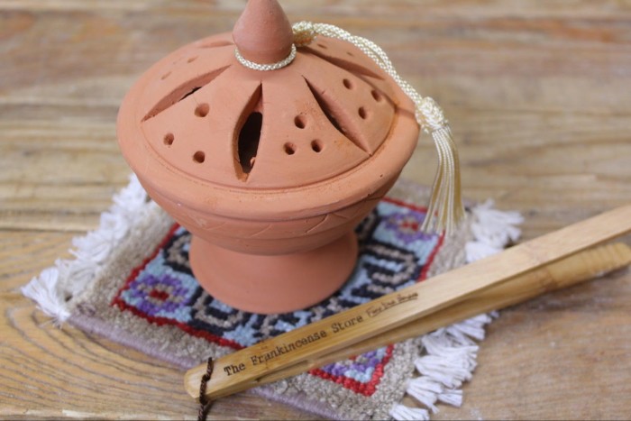 House of Frankincense terracotta Muscat burner, £15, and Green Hojari frankincense, from £37.20