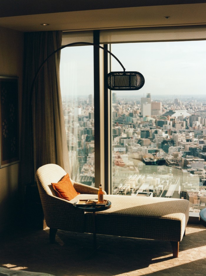 A room at the Mandarin Oriental Tokyo looking out over the city