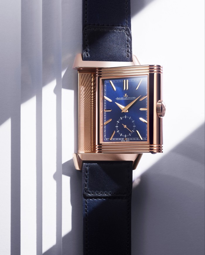 The 2019 Reverso Tribute Duoface Fagliano in pink gold with blue face