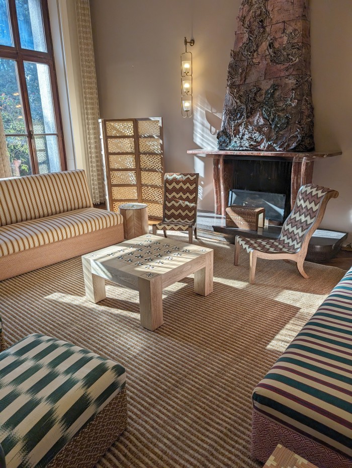 Atelier de Troupe’s Transatlantique collection at Villa Borsani, including a rug designed in collaboration with CC-Tapis