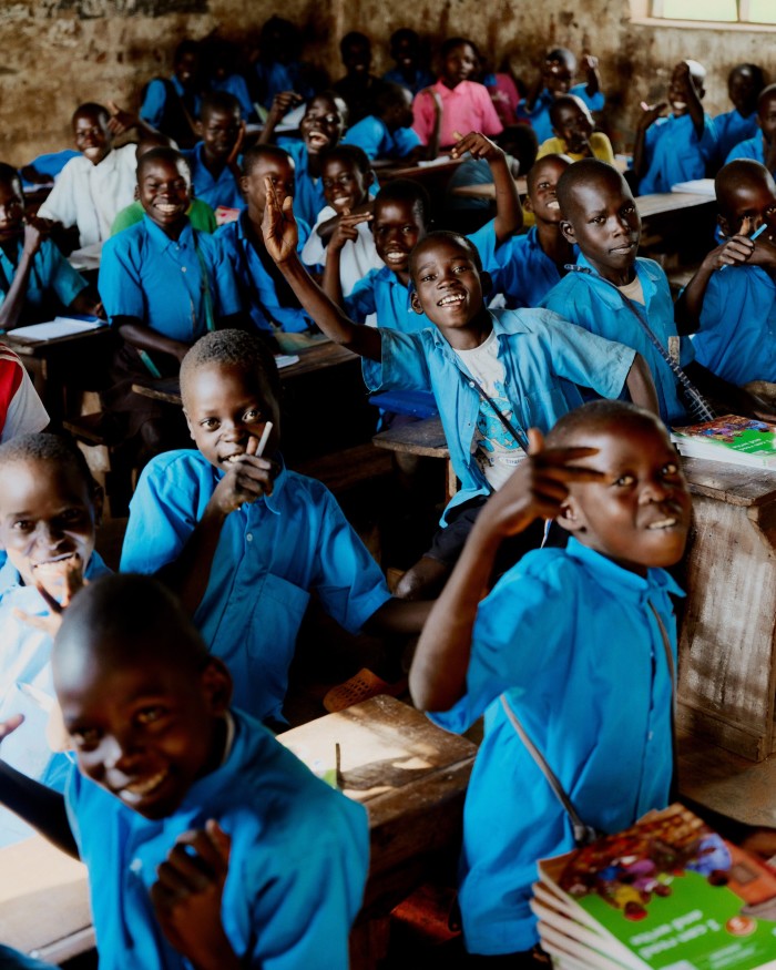 Schoolchildren in class at Lumule primary school, Uganda
