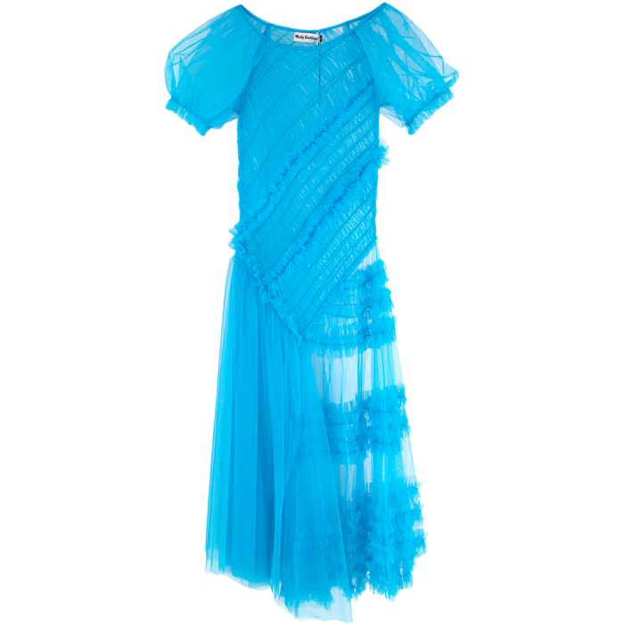 Molly Goddard blue Barbara sheer tulle dress, £650, from HEWI