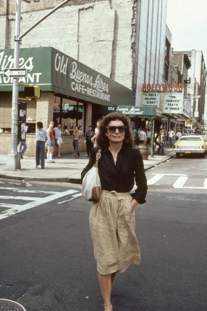 Jacqueline Onassis with Gucci’s Jackie bag in New York, 1981