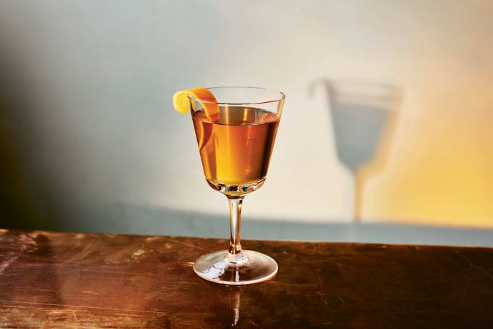 A white Manhattan cocktail in The Cocktail Edit
