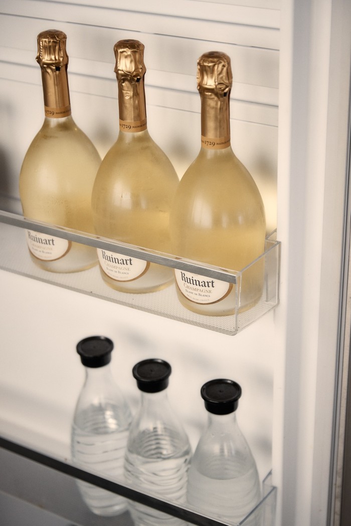 Ruinart champagne in Martin’s fridge