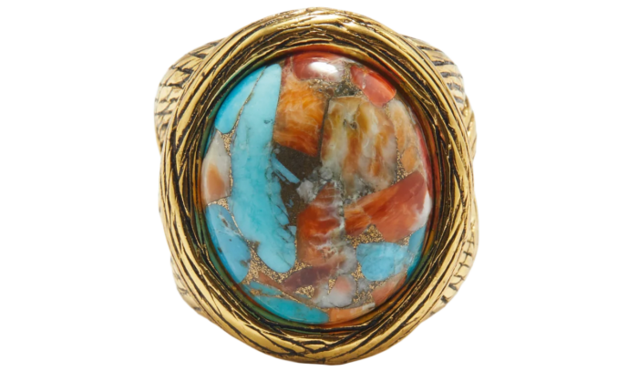 Aurélie Bidermann gilded oyster turquoise Alicanta ring, €250 