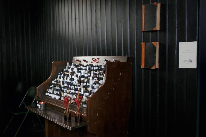 Jónsi’s blending table is made from the remnants of an old organ