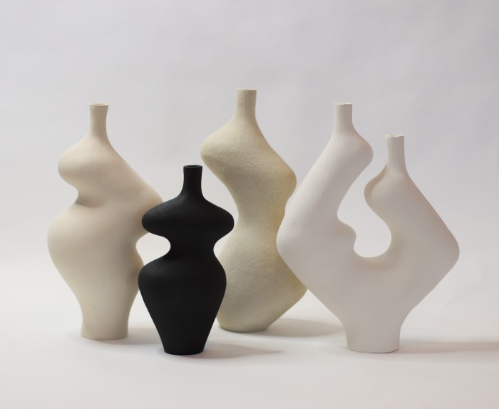 A selection of Whitney Bender’s one-of-a-kind stoneware vases