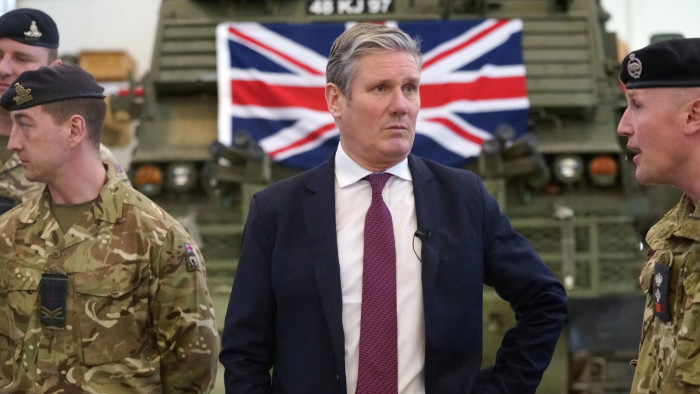 Sir Keir Starmer during a visit to a military base in Estonia