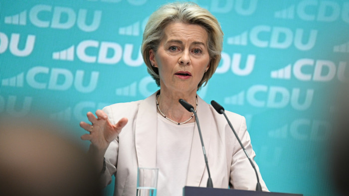 Ursula von der Leyen holds a press conference