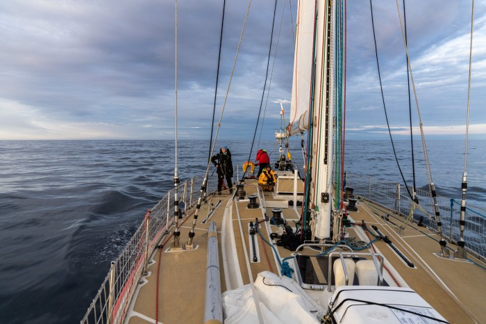View forward from the deck of a clipper yacht