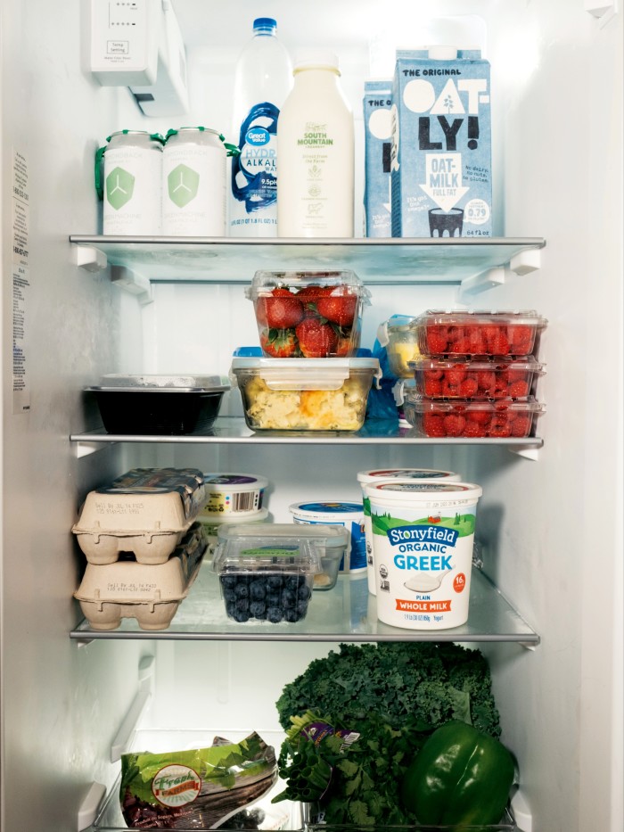 Greek yoghurt, strawberries and vegetables in Bell Brown’s fridge