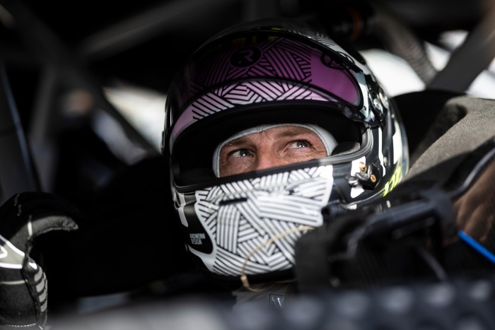 Button in his car during the Nascar Garage 56 Test