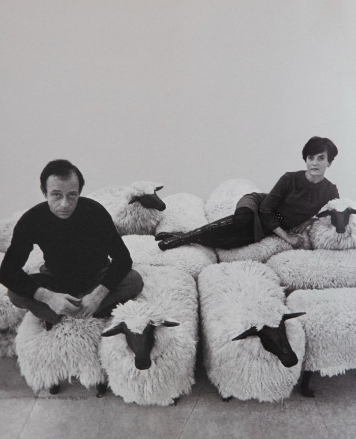François-Xavier and Claude Lalanne with a flock of François-Xavier’s sheep
