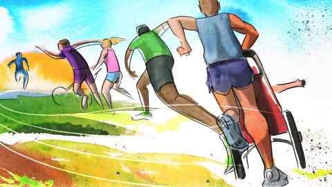 Ann Kiernan illustration of runners and other people participating in sport