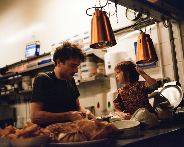 Jackson and Marlowe in the Brunswick House restaurant kitchen