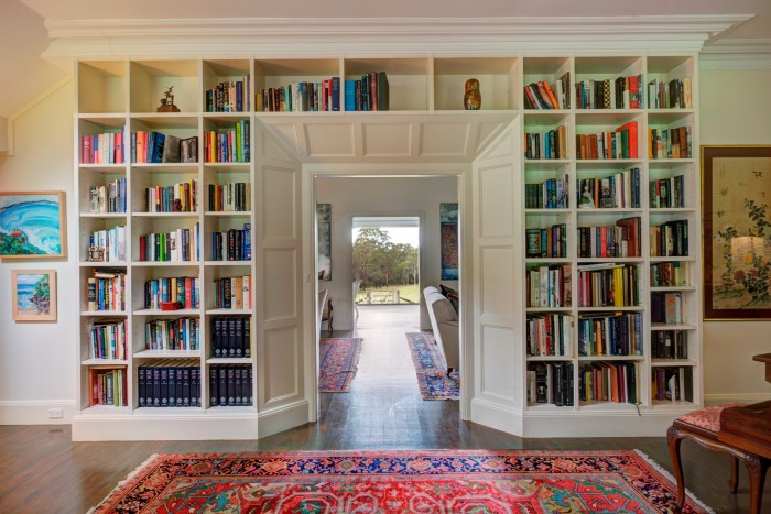 interior with walls lined with bookshelves