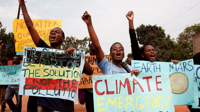 Young climate protesters in Wakiso, Uganda, in 2019