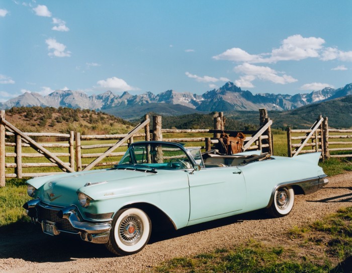 Lauren’s 1957 Cadillac Eldorado Biarritz convertible in turquoise