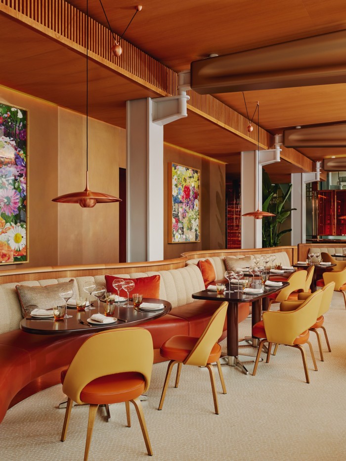 Works from Damien Hirst’s The Secret Gardens Paintings series in the Rémi Tessier-designed abc kitchens restaurant