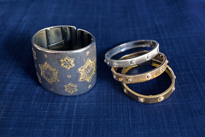 Zeller’s Buccellati cuff and gold bracelets, from £6,200