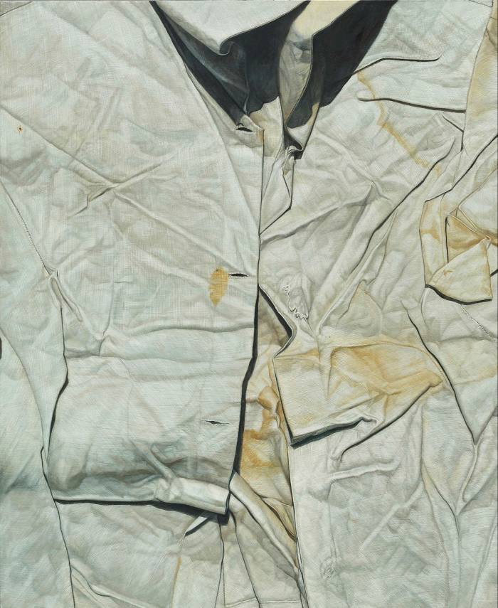 Painting of a crumpled, dirty white shirt