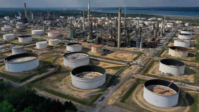 an aerial view of the Fawley Refinery (rear), the biggest oils refinery in the UK
