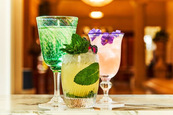 Cocktails at the bar at the Theatre Royal, from left: Northern Lights, Peter Pan and Eliza Doolittle