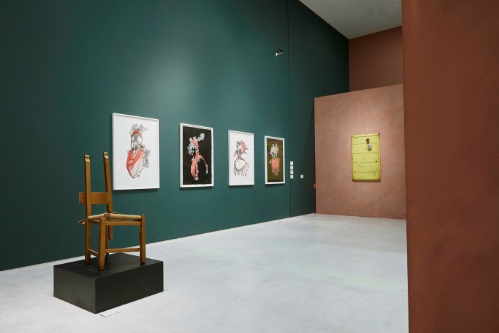 ‘Ubuntu’ exhibition at the National Museum of Contemporary Art in Athens featuring works, from left, by Rashid Johnson, Taiye Idahor and Hank Willis Thomas