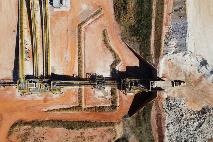 An aerial view of the Grota do Cirilo lithium mine in Brazil’s Minas Gerais state 