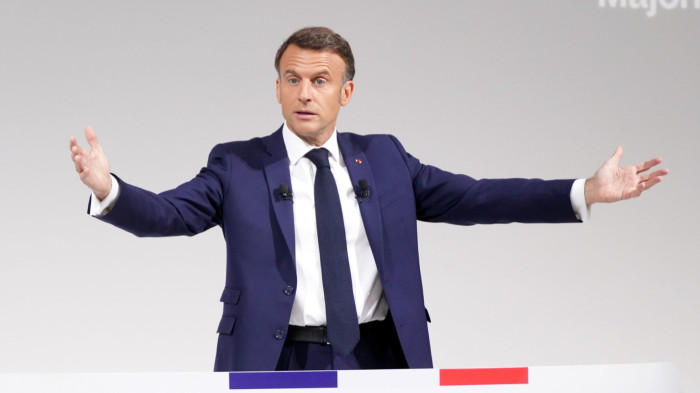 Emmanuel Macron, France’s president, speaks at a news conference in Paris