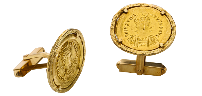 Patek Philippe vintage 18ct-gold Byzantine coin cufflinks, $8,000