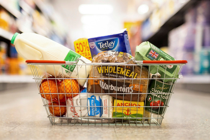 A basket of grocery items