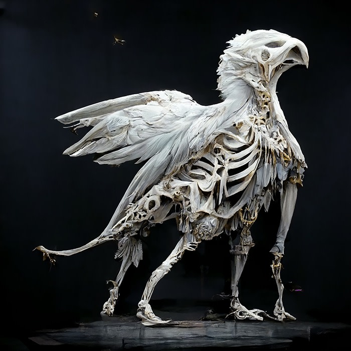 The skeleton of a griffin
