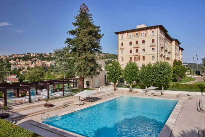 The outdoor pool at Palazzo Fiuggi near Rome